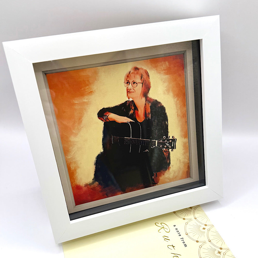 Signed & Personalised Acoustic Covers Artwork In Square White Box Frame