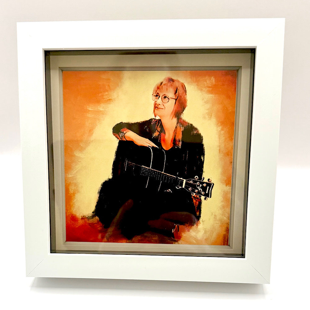 Signed & Personalised Acoustic Covers Artwork In Square White Box Frame