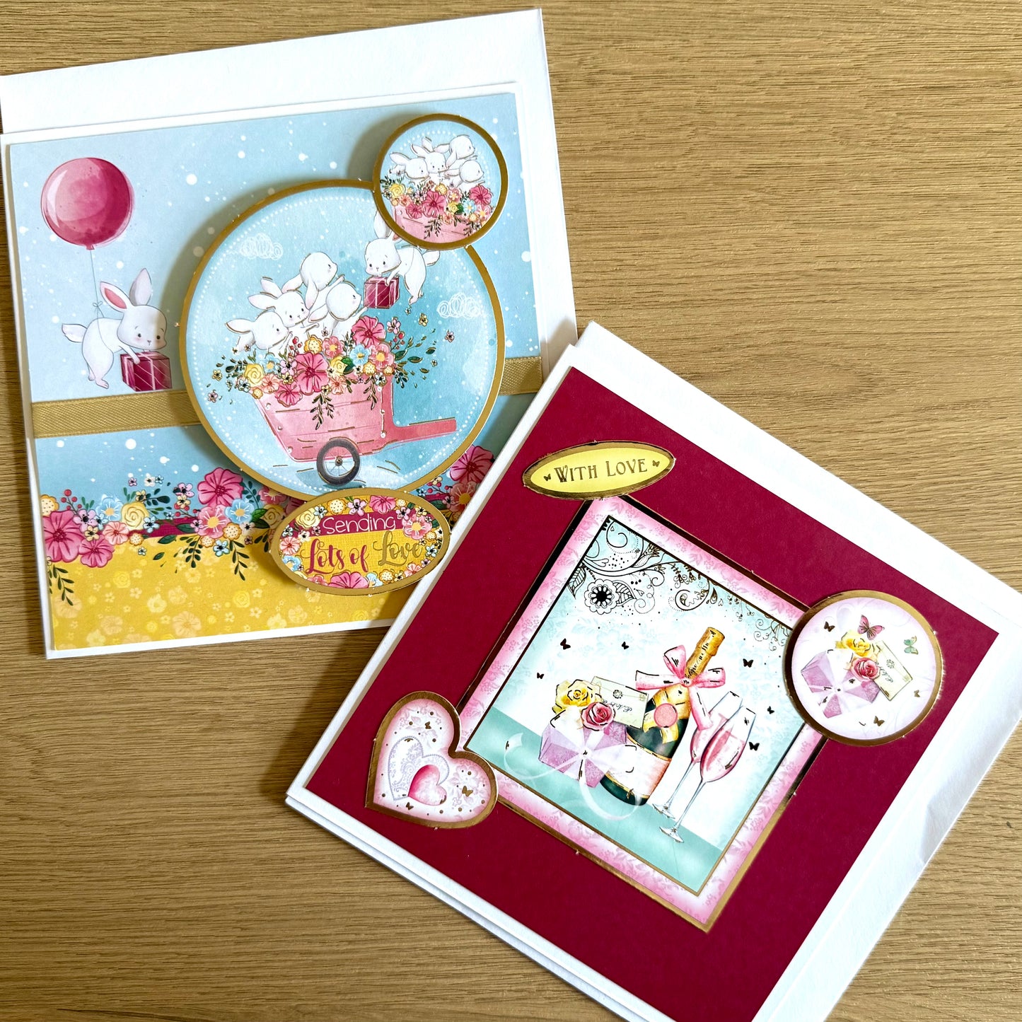 Four Square Handmade Cards: Birds & Flowers