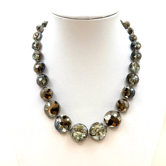 Handmade Bead Necklace - Bronze Crystal Hues