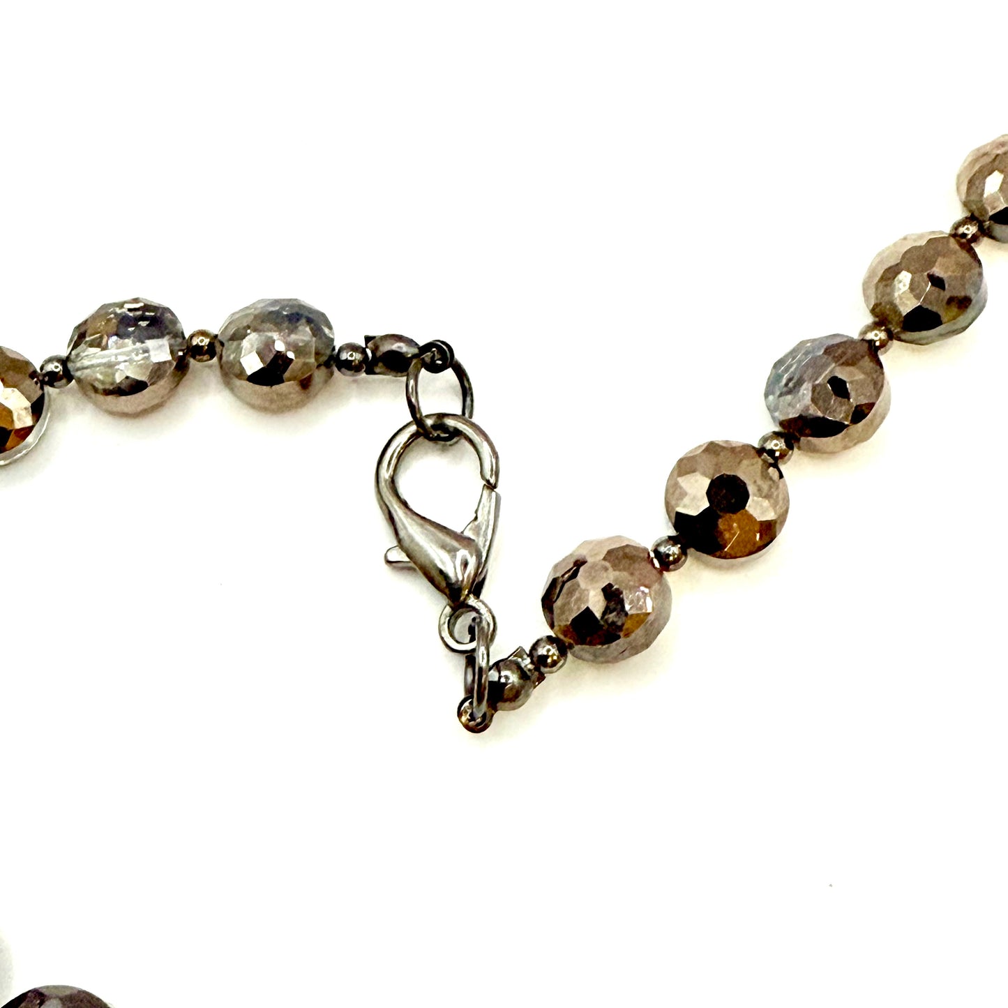 Handmade Bead Necklace - Bronze Crystal Hues