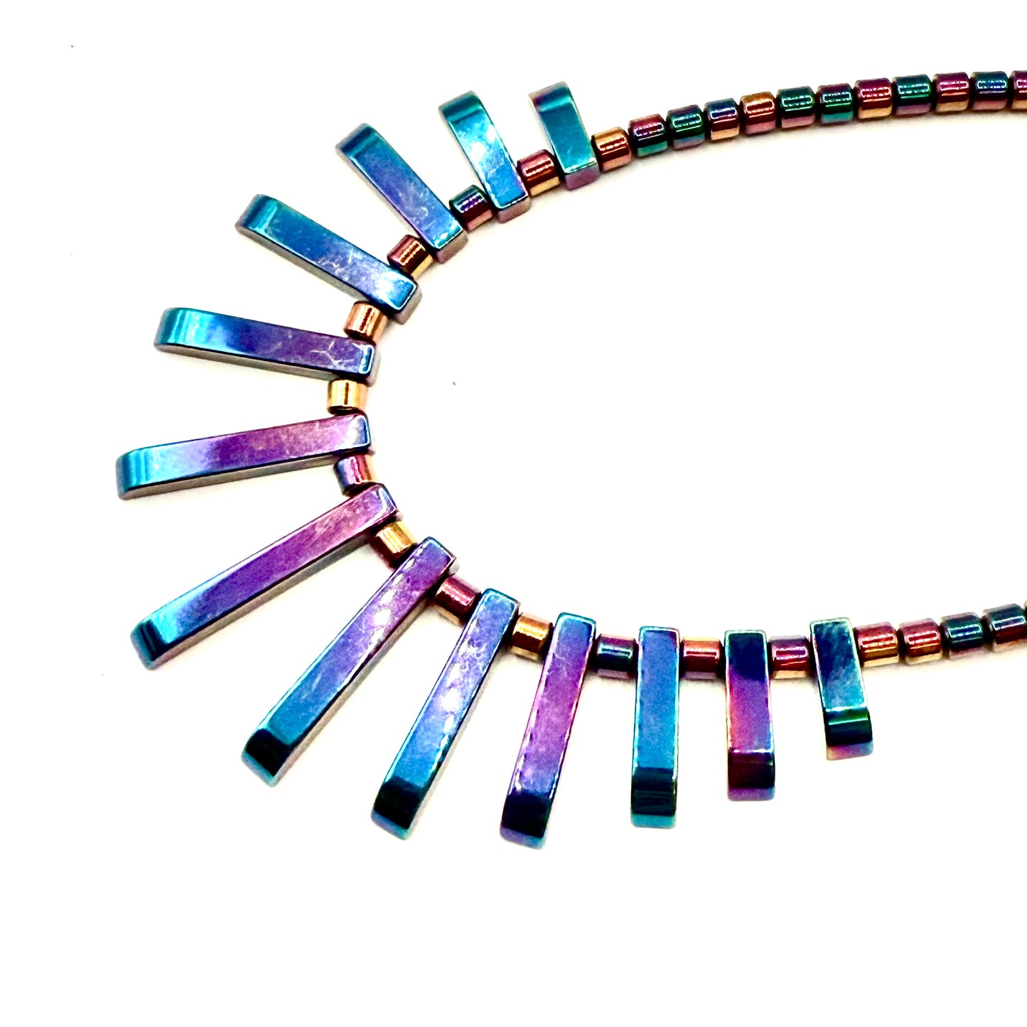 Handmade Hematite Bead Necklace Purple & Golds - Egyptian Style