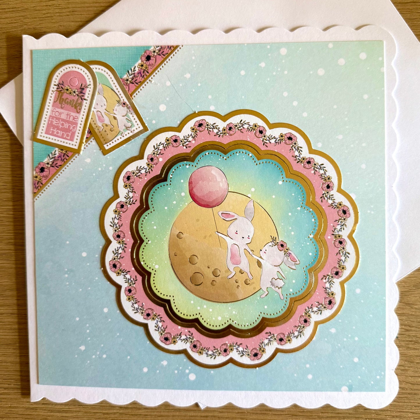 Four Square Handmade Cards: Bunnies & Flowers
