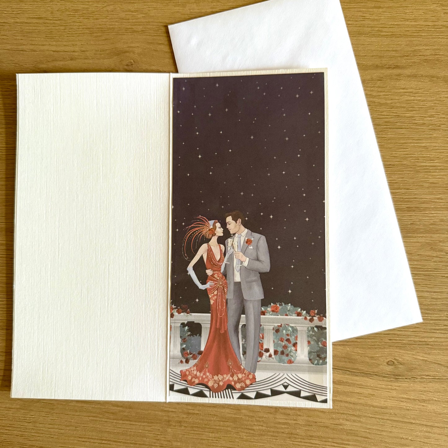 Three Handmade Slimline Cards: Art Deco Couple, Boats & ‘Thinking Of You’