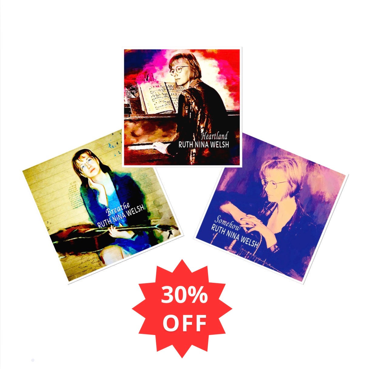 SIGNED CD BUNDLE THREE ALBUMS - Breathe, Somehow & Heartland - Ruth Nina Welsh