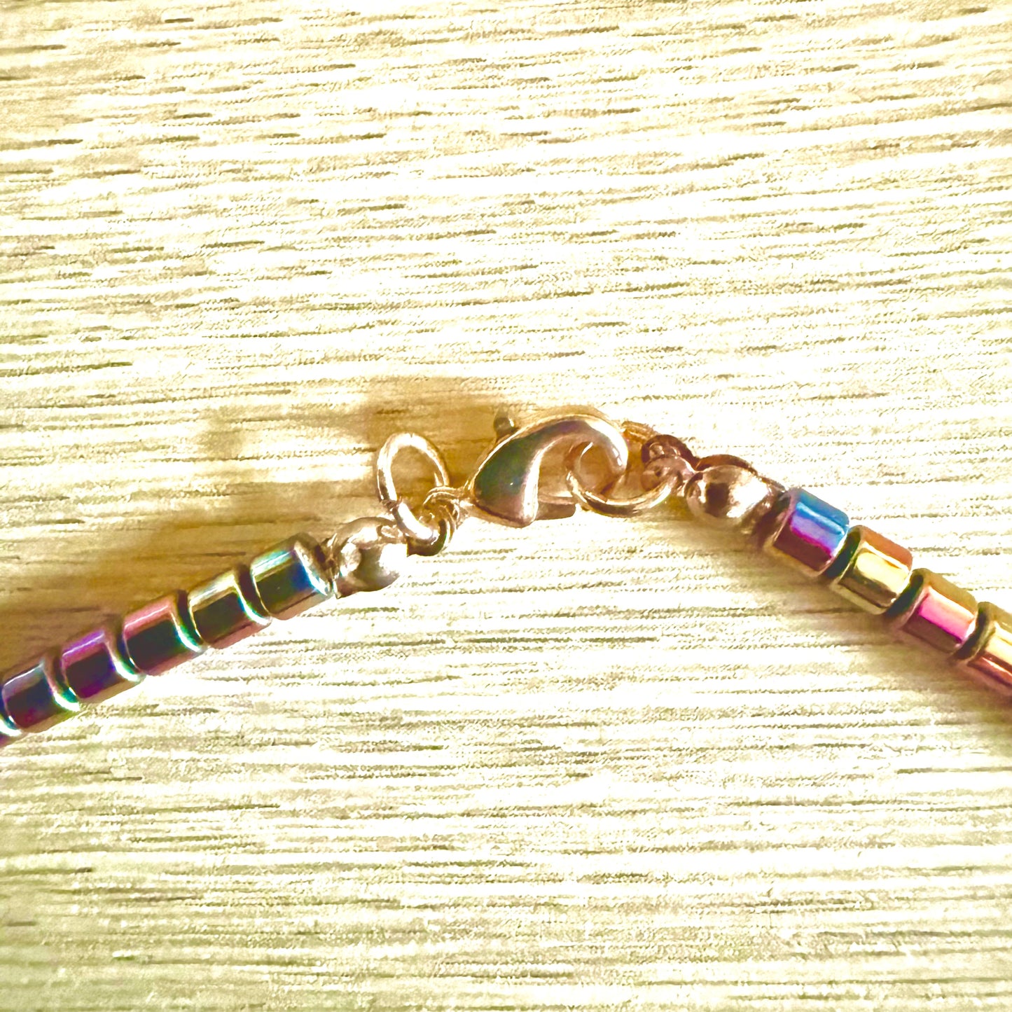 Handmade Hematite Bead Necklace Purple & Golds - Egyptian Style