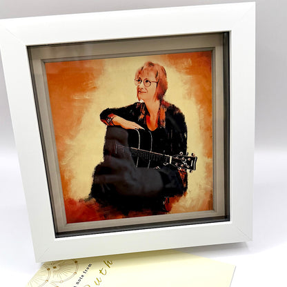 Signed & Personalised Acoustic Covers Artwork In Square White Box Frame