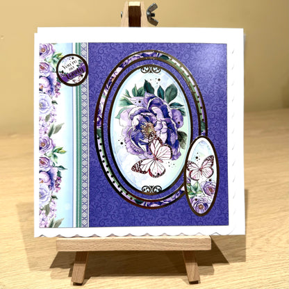 Three Handmade Cards: Butterflies & Flowers - Purples & Lilac