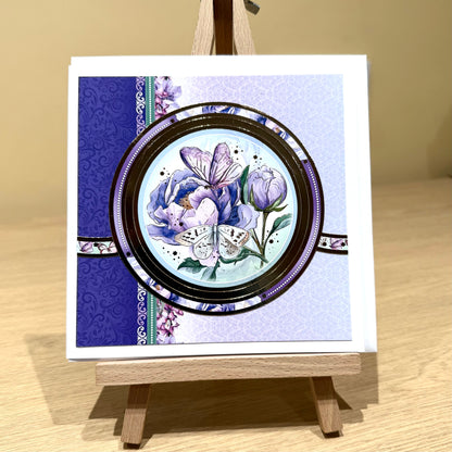 Three Handmade Cards: Butterflies & Flowers - Purples & Lilac