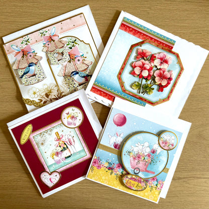 Four Square Handmade Cards: Birds & Flowers