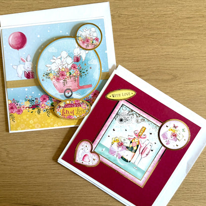 Four Square Handmade Cards: Birds & Flowers