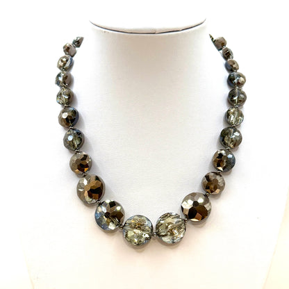 Handmade Bead Necklace - Bronze Crystal Hues