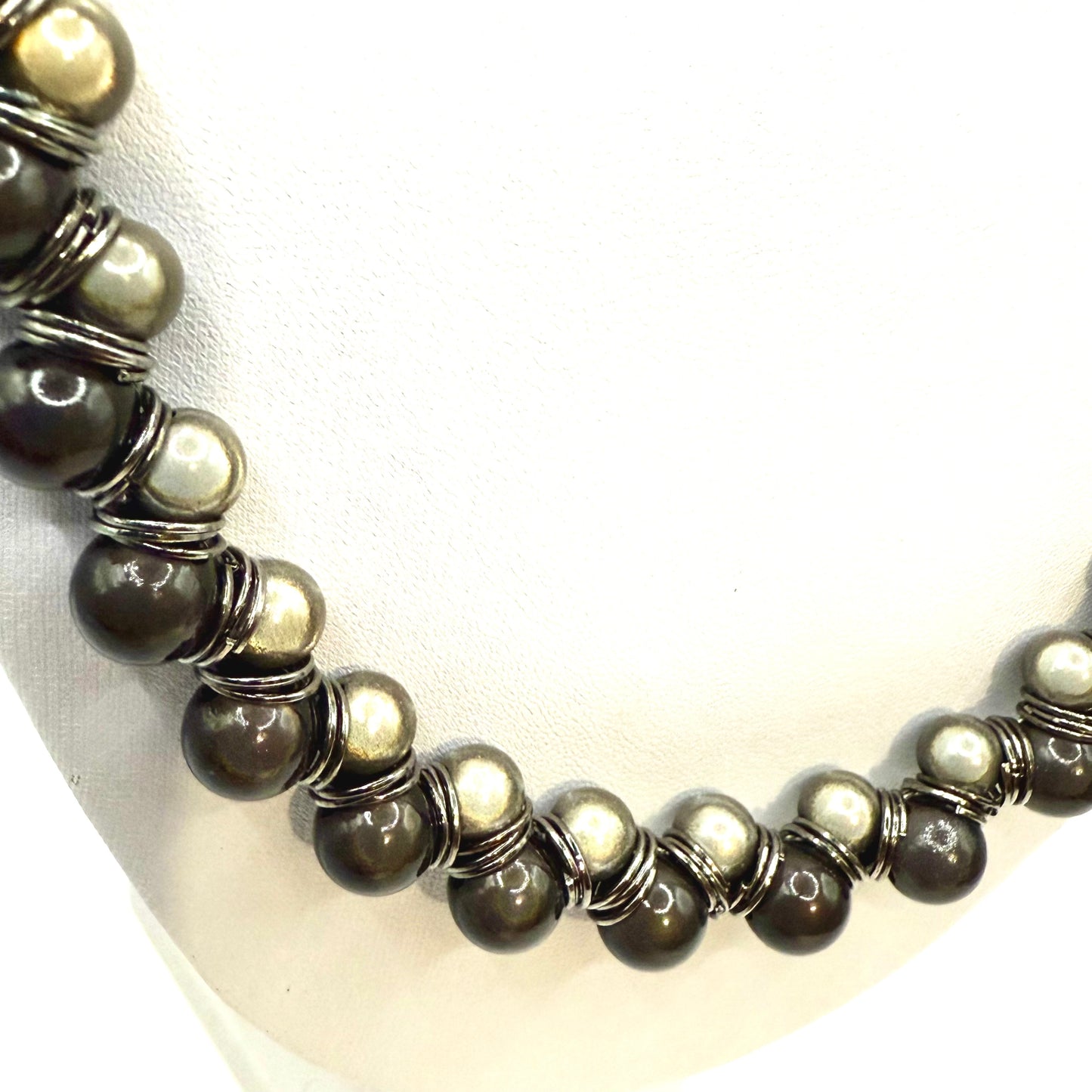 Handmade Bead Necklace - Black & Grey