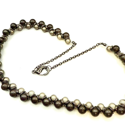 Handmade Bead Necklace - Black & Grey