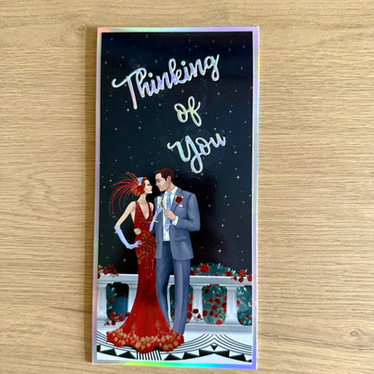 Three Handmade Slimline Cards: Art Deco Couple, Boats & ‘Thinking Of You’