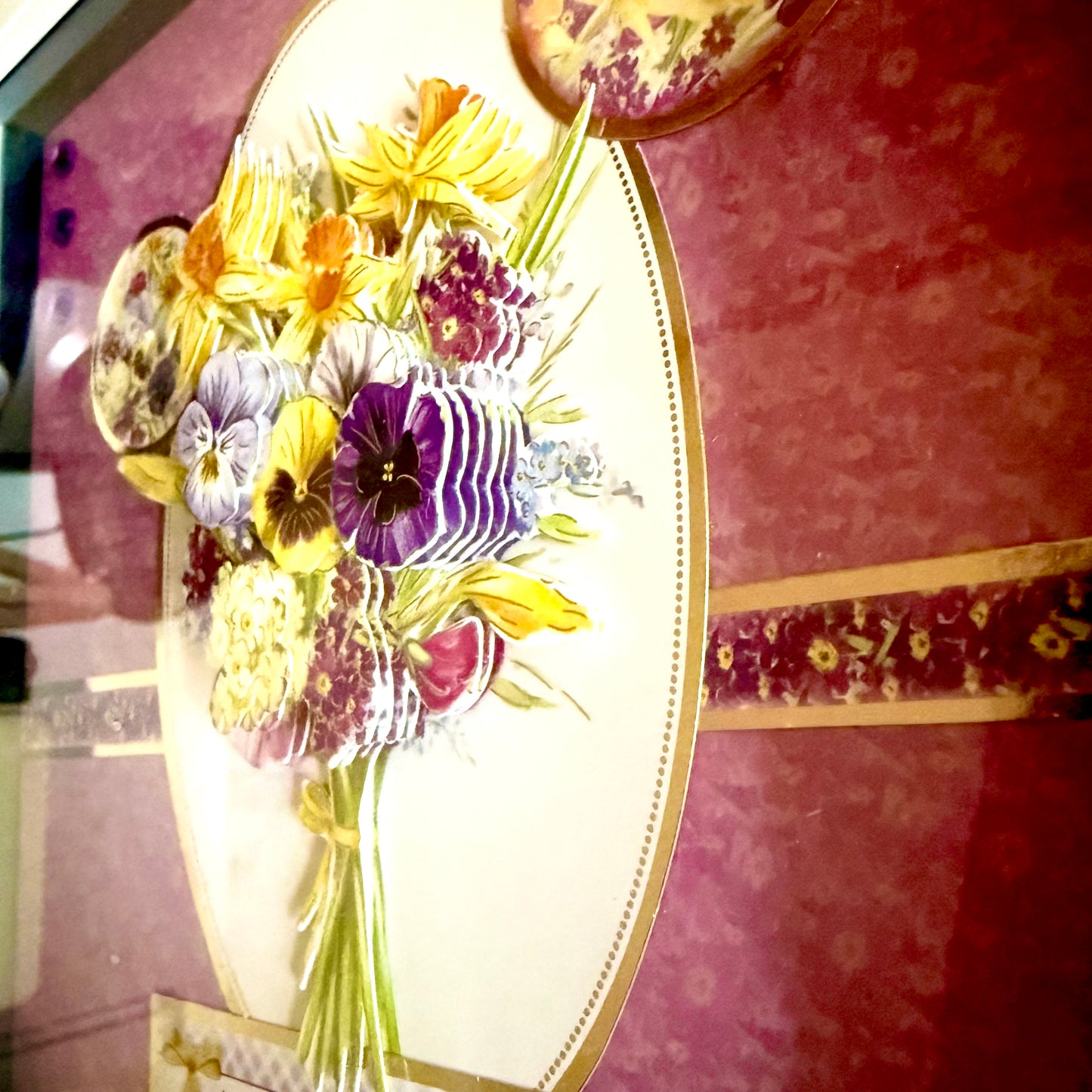Square 3D Box Frame 8”x8” Pansy Flower Picture - With Love & Beautiful Day